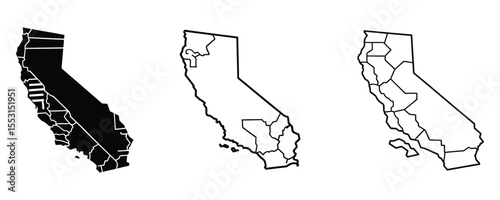 California state map with internal divisions and outline variations.