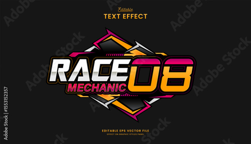 decorative automotive race mechanic editable text effect design