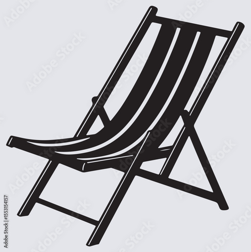 beach chair silhouette vector art illustration, deck chair on white background