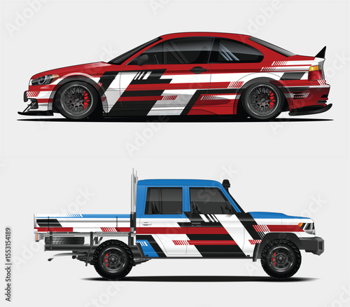 Custom Car and Truck Wrap Designs Vector graphic