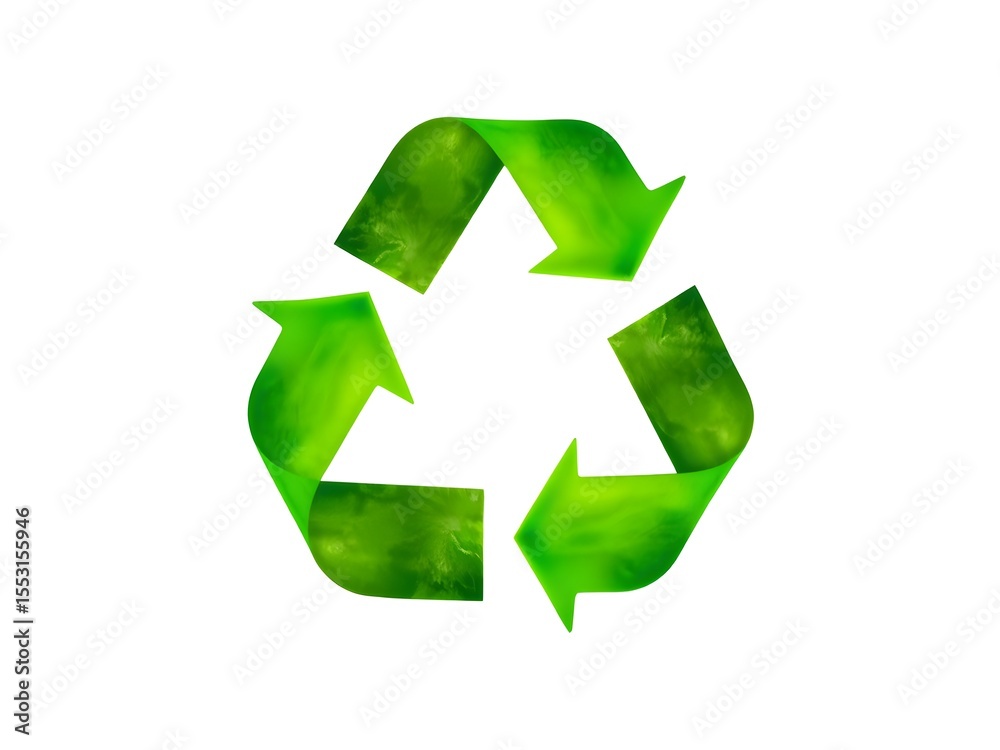 Obraz premium Recycling Leaves Icon on Light Background – Eco-Friendly Concept of Sustainable Production, Eco Plastic, and Green Fuel (AI Generated)
