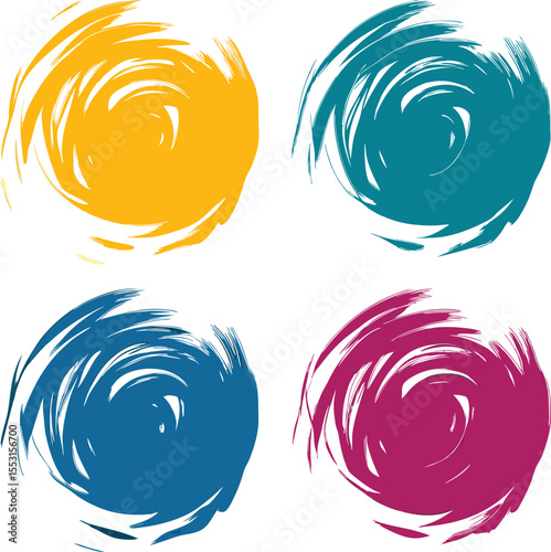 Abstract Circular Brushstroke Design with Vibrant Colors A Dynamic Visual Representation Creating a Playful and Energetic Composition