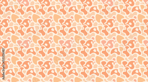 Abstract Fluid Organic Shapes Seamless Pattern - Warm Monochromatic Vector Background in Coral and Orange