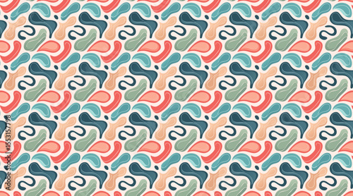 Modern Abstract Camouflage Seamless Pattern - Trendy Organic Vector Background in Coral and Teal