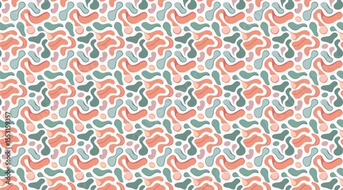 Modern Abstract Camouflage Seamless Pattern - Trendy Organic Vector Background in Terracotta and Teal