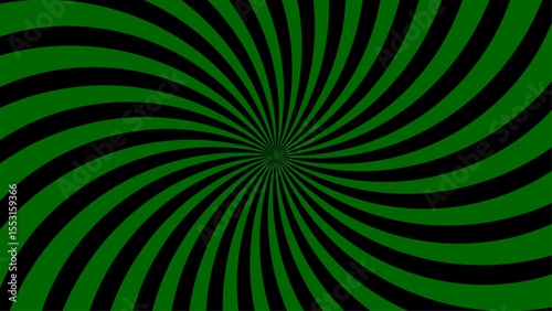 green and black spiral vortex design. This dynamic optical pattern ideal for abstract backgrounds or pop art themes.
