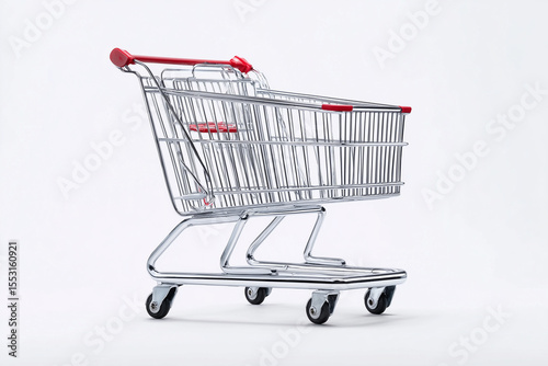 Empty shopping cart isolated on white background with minimalist style