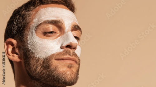 Close-Up of Mans Face, Mask Application in Studio