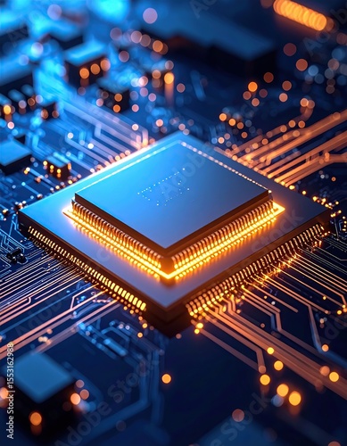 CPU Processor Circuit Board Technology Chip.