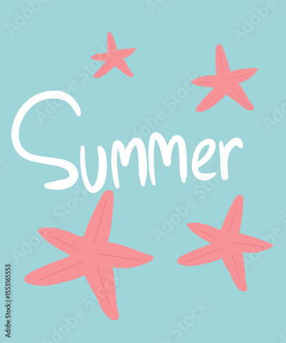 Flat Design Summer  Illustration with Star
