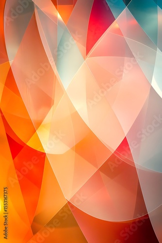 Sharp geometric edges with diagonal lines and circles, warm to cool color gradients creating a smooth finish 