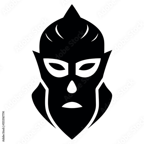 Vector art of a black and white vector illustration of a superhero mask, isolated on white background