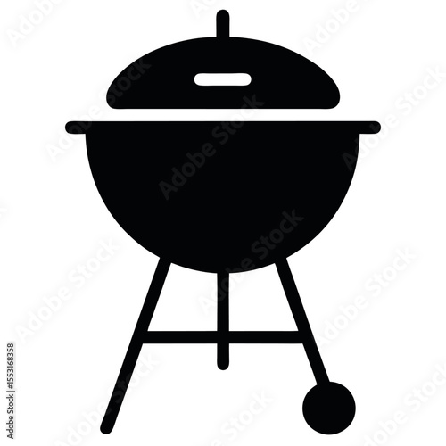 Vector art of a round barbecue grill with a lid isolated on white background