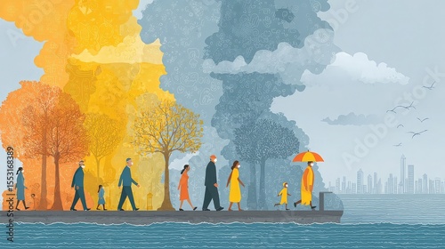 Rising temperatures and public health risks include heat-related illnesses, diseases, and respiratory issues, requiring public health strategies, adaptive healthcare, and mitigation measures.