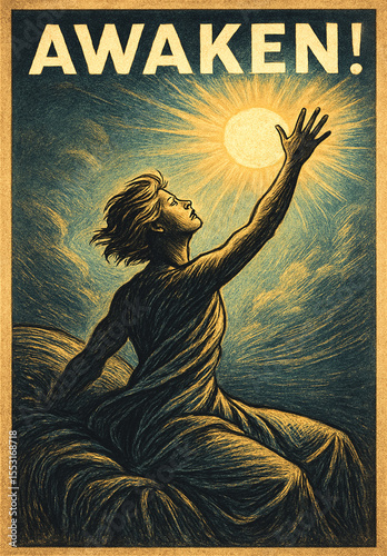 Sufi-Inspired Concept Poster Portraying Spiritual Awakening as a Divine Call to Illuminate the Soul Within