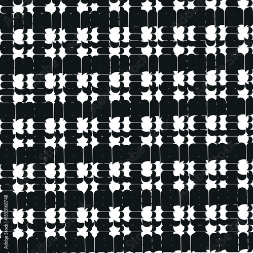 Texture or pattern in the form of black dense figures with holes.