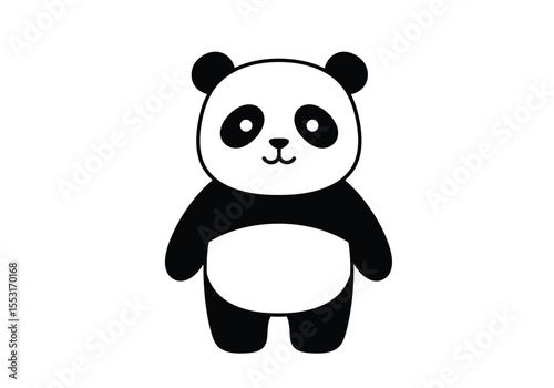 Babybus drawing. It is a black and white outline image of a Babybus drawing, a cute, simplified panda character often associated with children's media. Vector sketch line art draw.