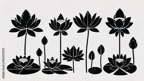 set of vector flowers. Lotus flower 