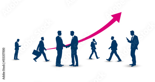 crescita, successo, grafico freccia, economia, istogrammi, statistiche, persone, colleghi, uomini d'affari	
