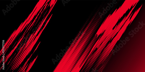 Wallpaper Mural Black and red abstract grunge background with halftone style. Torontodigital.ca