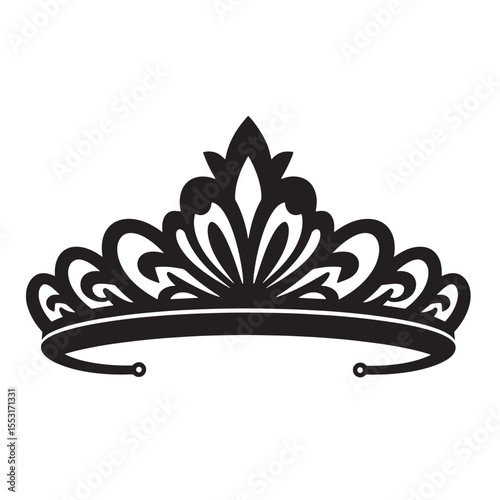 Elegant vintage art silhouette of a royal tiara crown perfect for princess designs and luxury concepts