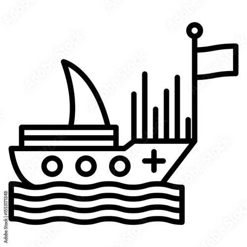 Rescue Boat Vector Icon