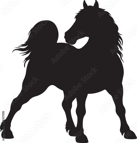 Daev horse in silhouette vector pure white.