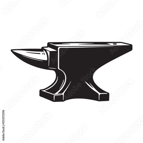 Vector illustration of a classic anvil represented in a vintage art silhouette style suitable for blacksmithing and metalworking