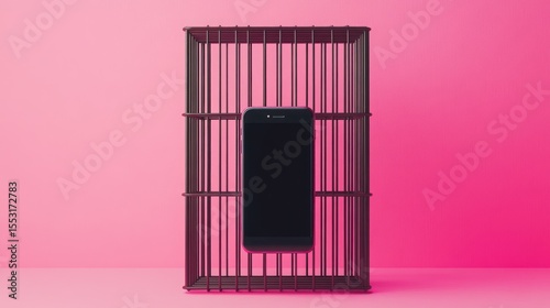 Smartphone trapped in a cage