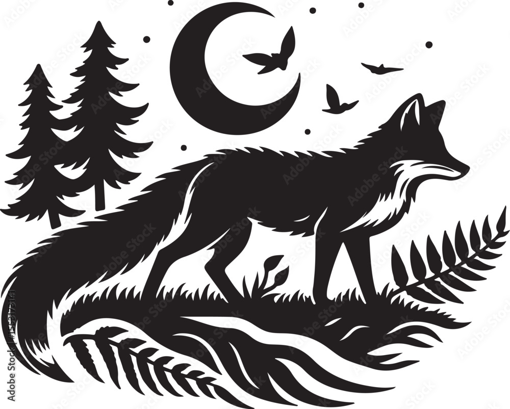Fototapeta premium A silhouette fox vector