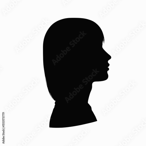 Silhouette of a woman's profile on a plain background  