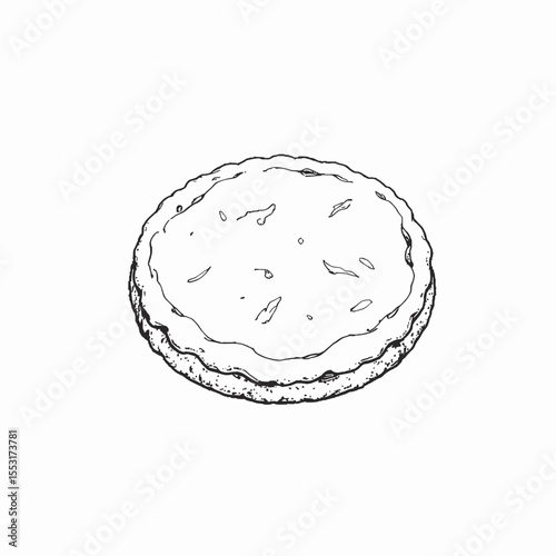 Line drawing of a single pie on a white background  
