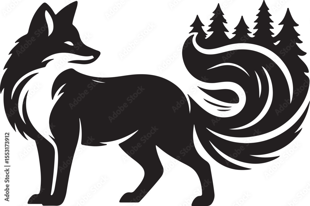 Obraz premium A silhouette fox vector