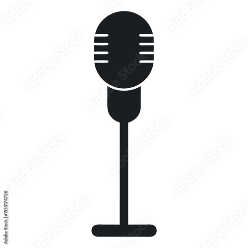 Vector art of a retro microphone on a stand isolated on white background