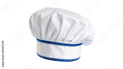 White Chef Hat with Blue Band isolated on transparent background