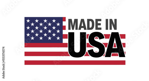 "Made in USA" Graphic with American Flag Elements and Bold Lettering