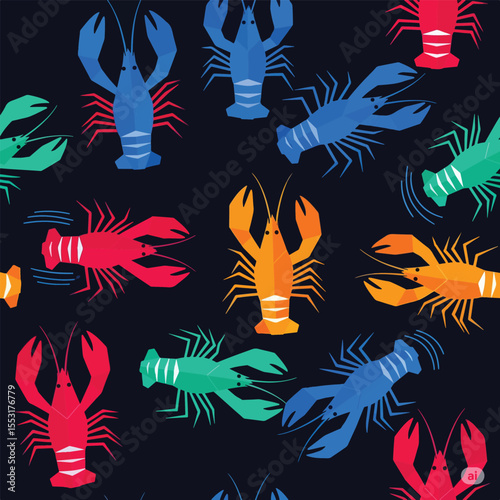 Colorful lobster pattern seafood background sea life illustration marine animals nautical theme graphic design