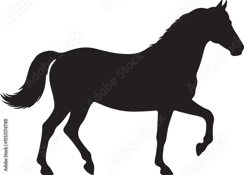 Blazer horse in silhouette vector pure white background.