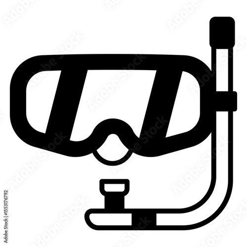 Snorkel gear black and white vector illustration
