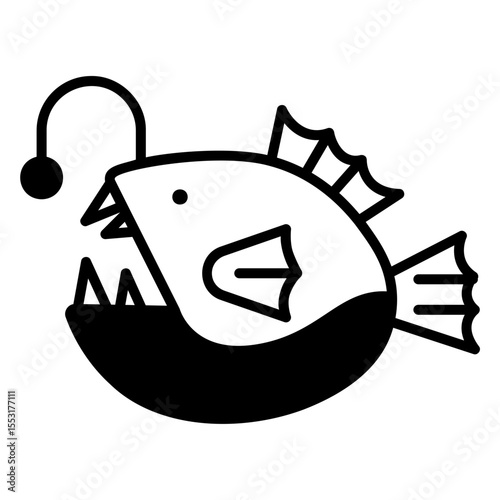 Anglerfish Line Art Vector Illustration