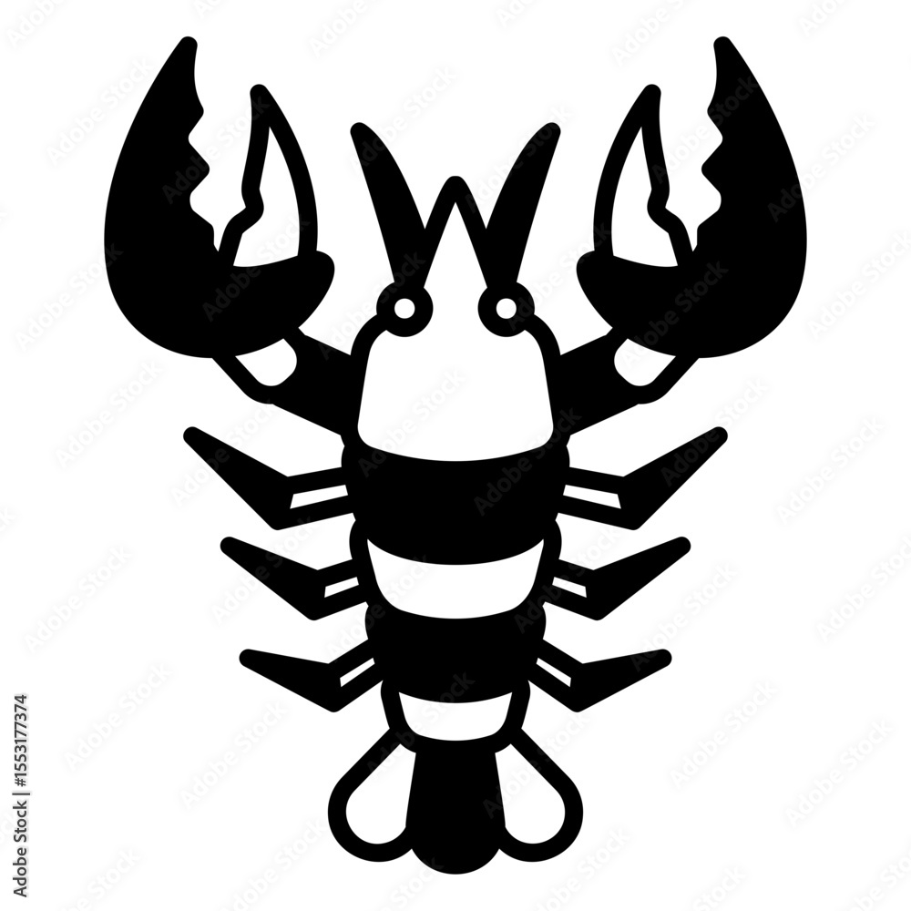 Obraz premium Crawfish Graphic Illustration Solid Icon