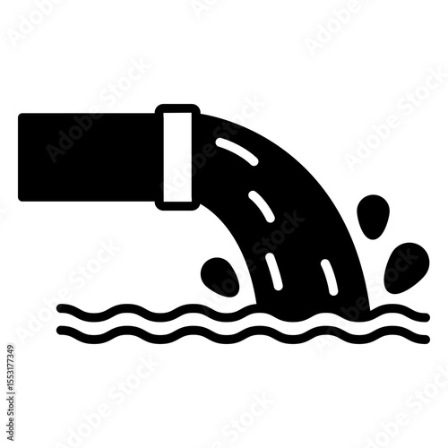 Sewage Pipe Discharging Wastewater into River Icon