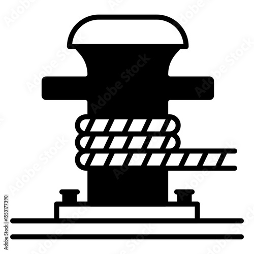 Ship mooring bollard with rope Solid Icon