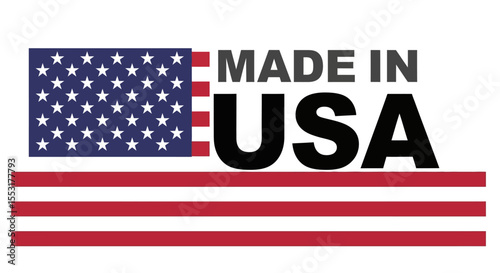 "Made in USA" Text and American Flag Design on White Background
