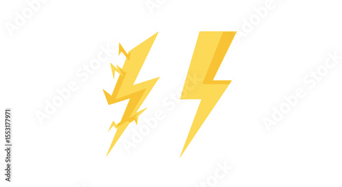 Two stylized, yellow lightning bolt icons, one with jagged edges.