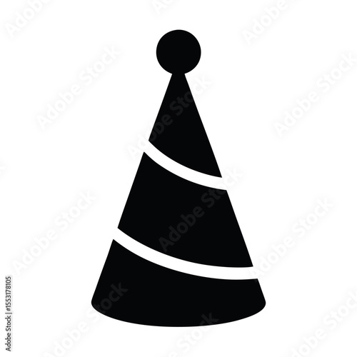 Vector art of black party hat icon isolated on white background