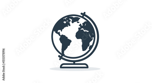 Simple Outline Illustration of a Standing World Globe