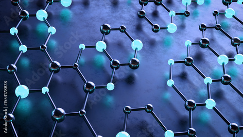 Futuristic Molecular Structure Network with Glowing Spheres