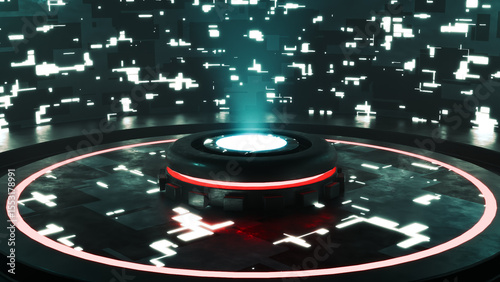Futuristic Sci-Fi Hologram Light Projection on Digital Platform