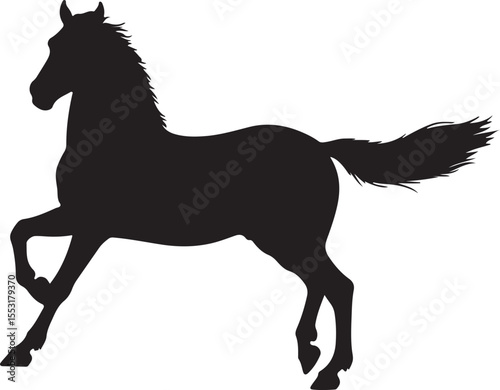 Boulonnais Horse in silhouette vector pure white.